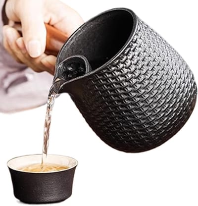 Gietijzeren Koekenpan - Waterkoker Theepot - Koffie Thee Zetten - Druppelvrije Schenktuit - 600 ml - Zwart