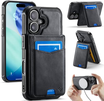 Casemania Hoesje Geschikt voor Apple iPhone 17 - Charcoal Gray - Geschikt voor MagSafe - Back Cover met Afneembare Magnetische Pasjeshouder met Standaard - Telefoonhoesje en Kaarthouder