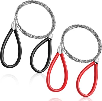 2 stuks - Draadzaag - Survival Zaag - Handkettingzaag - Mini zaag - Bushcraft Zaag - Pocketzaag - Kettingzaag - Zaag - Handgereedschap - voor houtkamperen, wandelen, jagen - Rood, Zwart