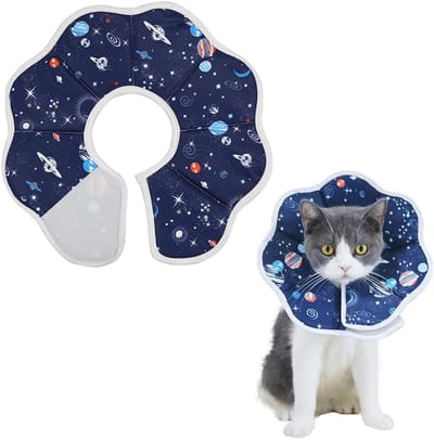 Zachte kattenhalsband, beschermende, verstelbare kegelvormige kraag voor na een operatie ter voorkoming van het likken van wonden en kattenhalsband