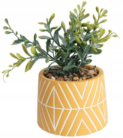 Koopman - Sier Kunstplant - Cement Bloempot - 9,5x16 cm