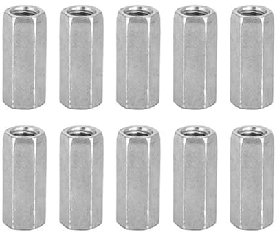 Dailygoods- Zeskant Staafmoer M8 - Koolstofstaal Gegalvaniseerd - 10 Stuks - Schroefmoeren - Corrosiebestendig - Hoge Sterkte - Moeren