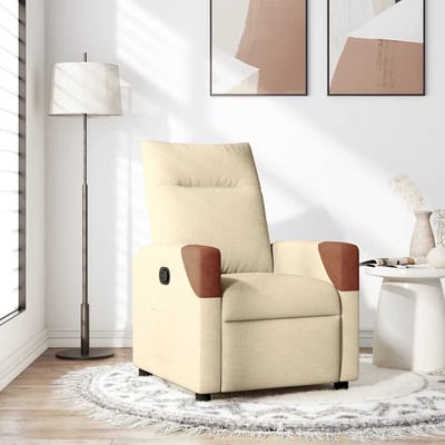 vidaXL - Fauteuil - verstelbaar - stof - crèmekleurig