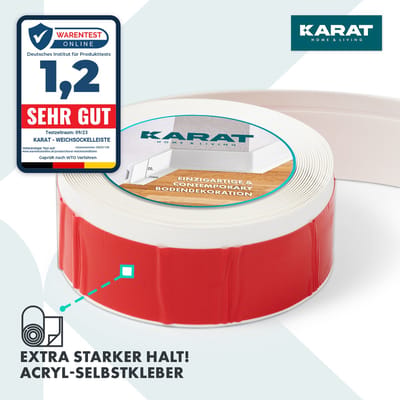 FLOORDIREKT Oslo Plint - Op maat Gezaagd & Zelfklevend - Stevig - Acryl - Wit - 15 m