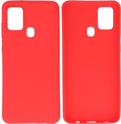 Bestcases Color Telefoonhoesje - Backcover Hoesje - Siliconen Case Back Cover Geschikt voor Samsung Galaxy A21s - Rood