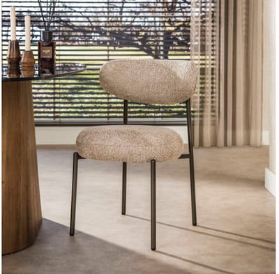Eetkamerstoel Aiko Japandi - Tissee cargo zandkleur - 52x57x81 cm - eetkamerstoelen set van 2