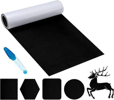Allecto Plus - Zelfklevende zwart viltglijders | 30 x 220 cm | Reparatie en bescherming voor meubels en accessoires | Geschikt voor sieraden- en fotolijsten | DIY projecten en auto's | 1 mm dik | Vrij op maat te snijden.