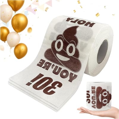 Bedrukt toiletpapier voor 30e verjaardag, grappige prank gift en unieke badkamer decoratie voor feestjes