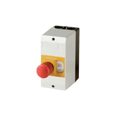 Eaton CI-PKZ01-PVT 281406 Lege behuizing Opbouw, Met NOT-AUS schakelaar (l x b x h) 80 x 97 x 160 mm NOT-AUS Grijs, Geel, Rood, Zwart 1 stuk(s)