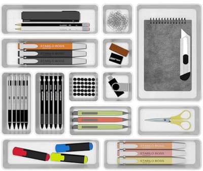 14-delige kunststof lade organizer set - verstelbare opberglade verdelers voor keuken, cosmetica en meer
