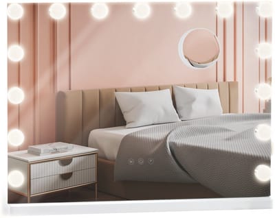 CLP Marlene Hollywood Make-up Spiegel - 10x Vergroting - LED Verlichting - Touch & Geheugenfunctie - USB - Staand & Muurmontage - wit
