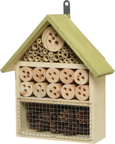 Lichtgroen vlinderhuis/bijenhuis/wespenhotel voor insecten 29 cm - Tuindecoratie - Diervriendelijk - Hotel/huisje voor insecten - Bijenhuis/vlinderhuis/lieveheersbeestjehuis