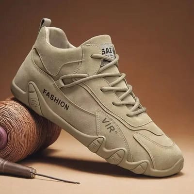 Heren ademende en antislip werkschoenen, modieuze sportschoenen, heren outdoor wandelschoenen, skateboardschoenen 44 kaki