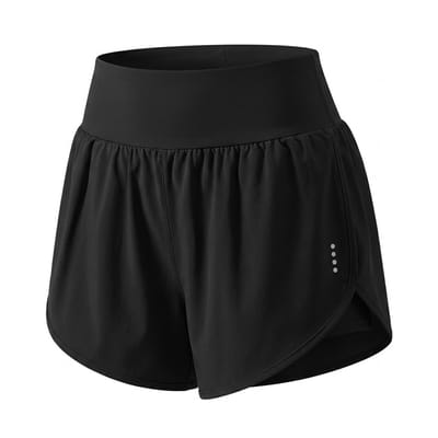 Zwart sport short dames – high waist fitness short – elastische yoga short met brede tailleband – lichte workout short voor hardlopen fitness training en yoga – sportieve korte fitness broek – maat S