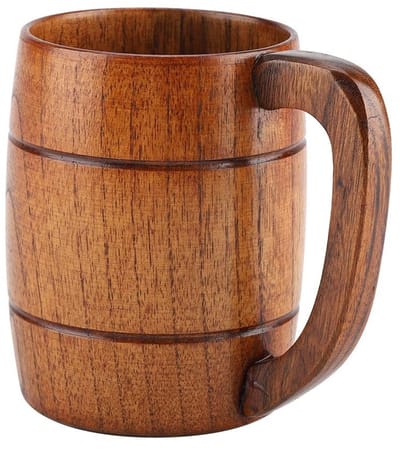 Dailygoods- Bierbeker grote capaciteit - Houten Drinkbeker - Comfortabel Handvat - Milieuvriendelijk - Duurzaam - Geschikt voor Bar/Thuisgebruik