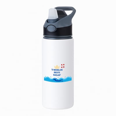 Hacebo® - Badjuf cadeau - waterfles met rietje zwart - Badjuf - Badjuffen en badmeesters - Cadeau badjuf - zwemmen - zwemdiploma - cadeau - kado - gift - geschenk - moederdag - lifeguard - water fles - 650ML