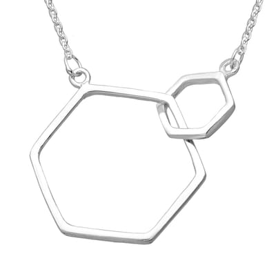EAR IT UP - Ketting - Hexagon - Geschakeld - 925 sterling zilver - 40 tot 45 cm - 1 stuk