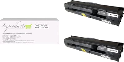 2x Improducts® Toner W1106A 106A XL - Alternatief voor Hp Laser 107a 107w, HP Laser MFP 135 135ag 135wg 137 137fnw 137fw 137fwg 138 138fnw 138fw 138p 138pn 138pnw