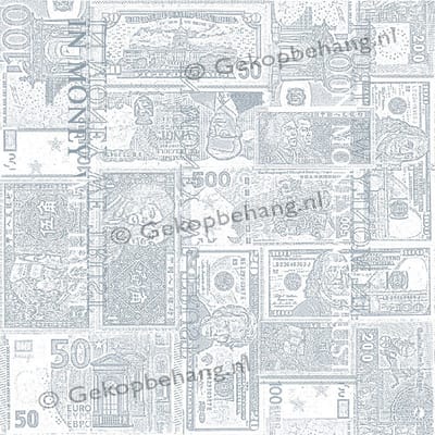 INGK Behang - Thomas - bankbiljetten blauw