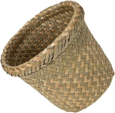 Opbergmand Vuilnisbak - Rieten Mand - Ruimte Organiseren - Handgeweven Zeegras - 24x24x20 cm - Khaki