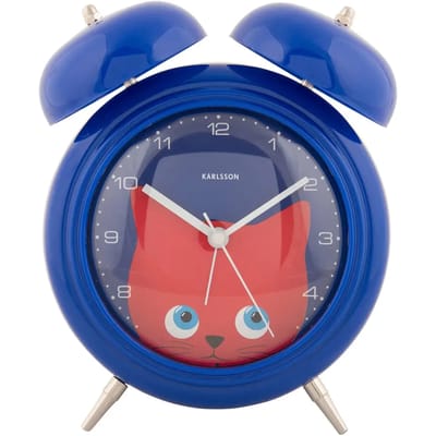Karlsson Wekker Peekaboo Cat - Blauw - 15.2x6.5x18.2cm - Scandinavisch - Wekker voor slaapkamer - Wekkers