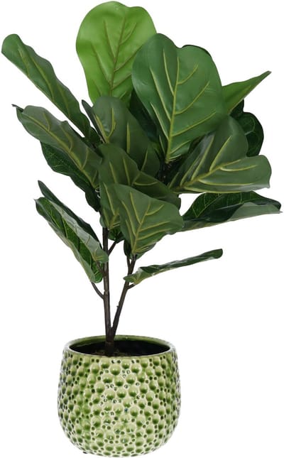 Mega Collections Plantenpot/bloempot Pebblo - keramiek/geglazuurd - groen - druppels - D15 x H13 cm