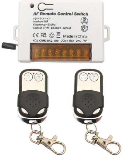 2-kanaals RF afstandsbedieningsschakelaar voor DC 5V-30V, 10A relaisontvanger met 2 zenders