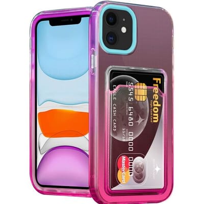 ShieldCase Hoesje geschikt voor Apple iPhone 11 hoesje - Colorful pasjeshouder - ruimte voor pasjes - kleurrijk design - meerkleurige case - turquoise/roze