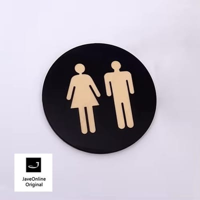 Toilet of kleedkamer rond deurbord / pictogram - Blinkend zwart - Man/vrouw
