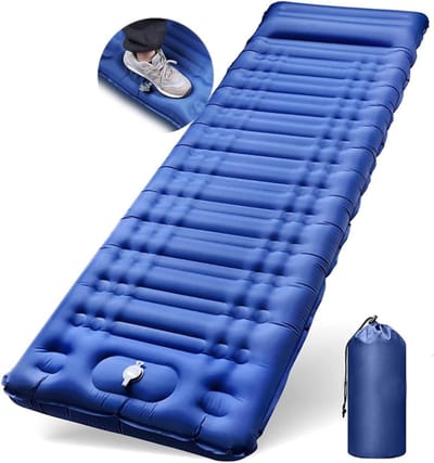 Isomat Luchtbed - Slaapmat Kamperen - Buiten Slapen - Ingebouwde Voetpomp - 12 cm Dik - Blauw