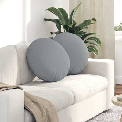 vidaXL - Zitkussens - 2 - st - Stof - Lichtgrijs - Ø50 - x - 19 - cm
