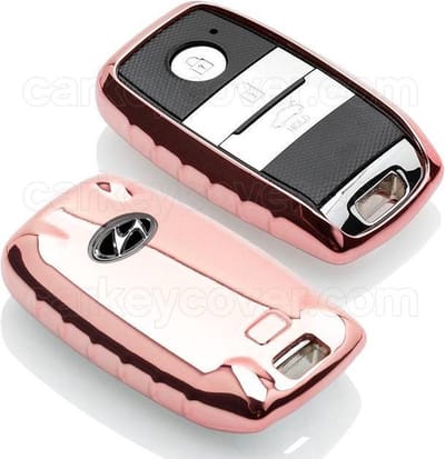 Autosleutel Hoesje geschikt voor Hyundai - SleutelCover - TPU Autosleutel Cover - Sleutelhoesje Rose Goud Hoogglans