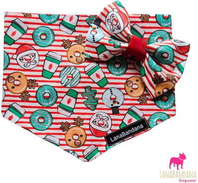 LanaBandana Dogwear | Winter | Kerst | X-Mas Donut | Knoopbandana | Hondenbandana | maat S