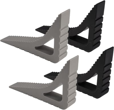 Set van 4 Deurstoppers van Rubber - Antislip en Krassenvrije Vloerstoppers voor Badkamer, Keuken en Kinderkamer in Grijs en Zwart