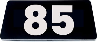 Nummerplaatje 85 - 80 x 50 x 1,6 mm - Zwart/wit - incl. 3M-tape | Nummerbordje - Deur en kamernummer - brievenbusnummers - Gratis verzending - 5 jaar garantie