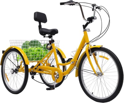 Opvouwbare 24 inch Driewieler voor Volwassenen - 7 Versnellingen & Grote Mand