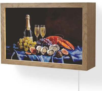 Wandlamp 30x20 cm - Oplaadbaar - Champagne - Luxe - Oesters - Wandlampen binnen woonkamer - Slaapkamer lamp met kabel - Decoratieve nachtlamp - Vloerlamp snoer