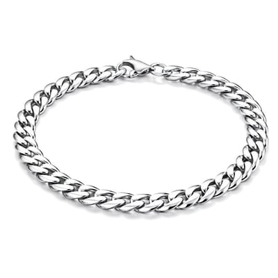 Stalen heren armband LGT JWLS Gourmet schakel Zilverkleurig 5mm-21cm