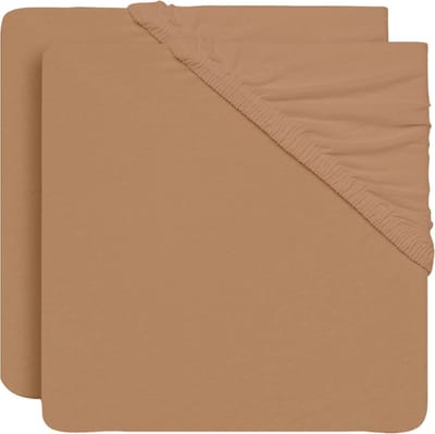 Jollein - Baby Hoeslaken Jersey (Biscuit) - Katoen - Hoeslaken Wieg - 2 Stuks - 60x120cm