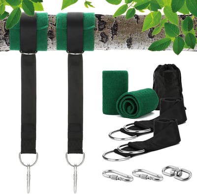 Dailygoods- Hangriemen Ultrasterk 300 kg - Schommelriemen - Karabijnhaken - Boombeschermingsmatten - Buitenactiviteiten - 1,5 m/5 ft - Schommelhangers