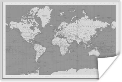 Wereldkaart - Vintage - Atlas - Kinderen - Jongens - Meisjes - 30x20 cm - Poster - Poster Kinderkamer