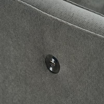 Wishdor - 2-Zitsbank - Met Usb-Aansluiting En Gecapitonneerde Rugleuning - Voor Kleine Ruimtes - Hout En Stof - Donkergrijs