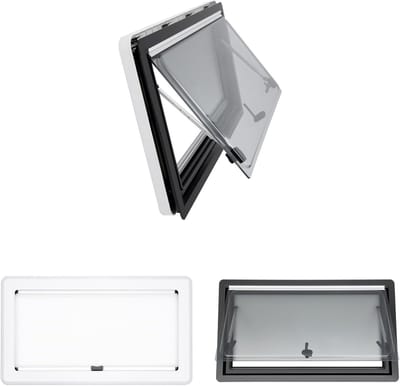 Dakluik Camper - Dakraam Motorhome - Ventilatie Caravan - Geïntegreerd Insectennet - 90 x 50 cm - Zwart