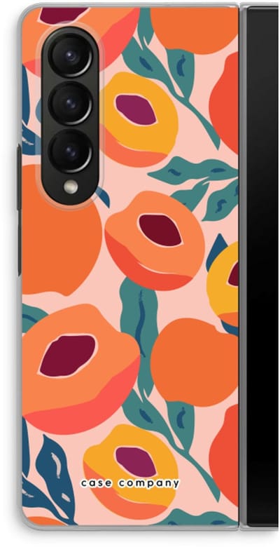 Case Company® - Hoesje geschikt voor Samsung Galaxy Z Fold4 hoesje - Perzik - Soft Cover Telefoonhoesje - Bescherming aan alle Kanten en Schermrand