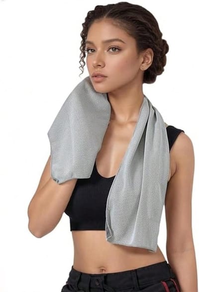 Koelhanddoek van 100 x 30 cm - Zachte en ademende microvezelhanddoek - geschikt voor yoga - sport - hardlopen - fitness en training - Unisex - Sneldrogend en herbruikbaar - Grijs