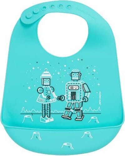 Modern Twist Robot Love Slabbetje met Opvangbakje - Turquise