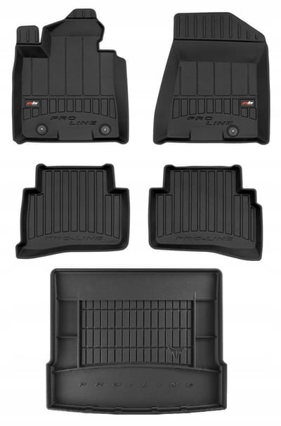 Frogum ProLine Luxe Voordeelset - Premium Automatenset + Kofferbakmat - Geschikt voor Hyundai Tucson III (2015-2020) - Lage laadvloer - Met gordelspanner - Zwart
