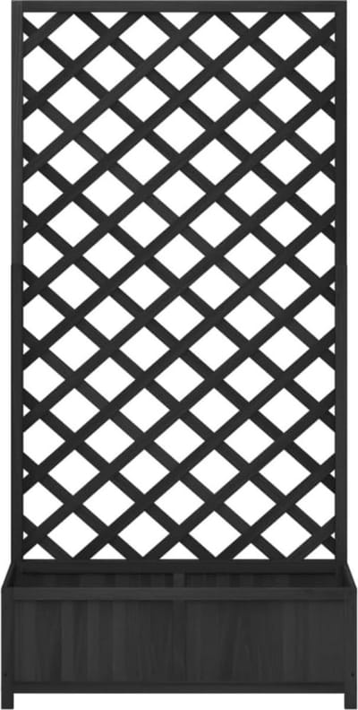 Thuys – Plantenbak Met Klimrek – Entrap – Enrek – Plantenstandaard – Plantenhouder – Bloembak Met Trellis – 90 x 35 x 180 cm – Zwart