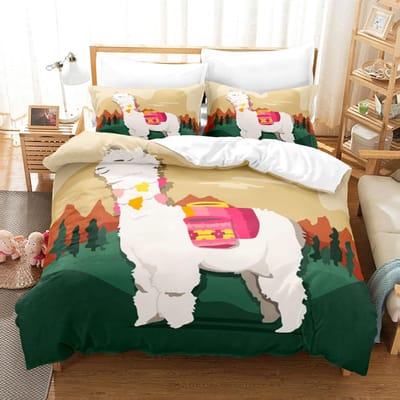 Dieren Dekbedovertrek Set Cartoon Wit Schaap Thema Patroon Kawaii King Queen Twin Full Size Voor Kinderen Tieners Polyester Beddengoed Set 150*200cm 3pcs