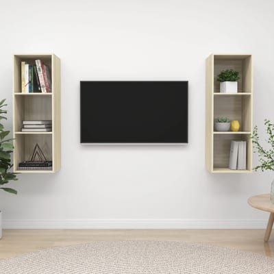 vidaXL - Tv-wandmeubelen - 2 - st - bewerkt - hout - sonoma - eikenkleurig